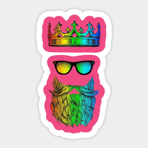 LGBT Gay Bearded Bear King Design T-Shirt Sticker by Squidoodle